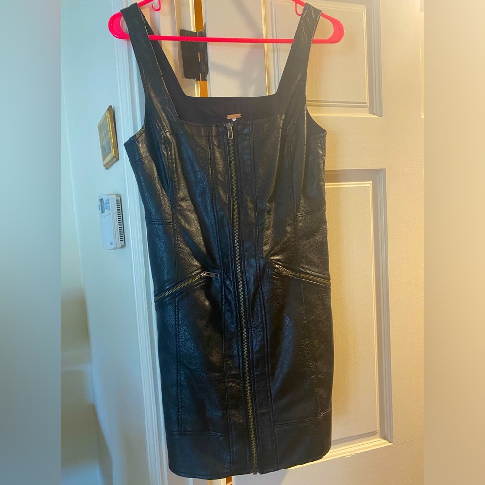 Free People vegan leather sheath mini dress